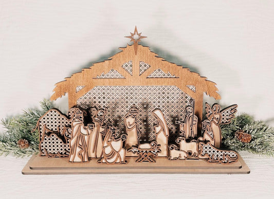 Rattan Christmas Nativity Set