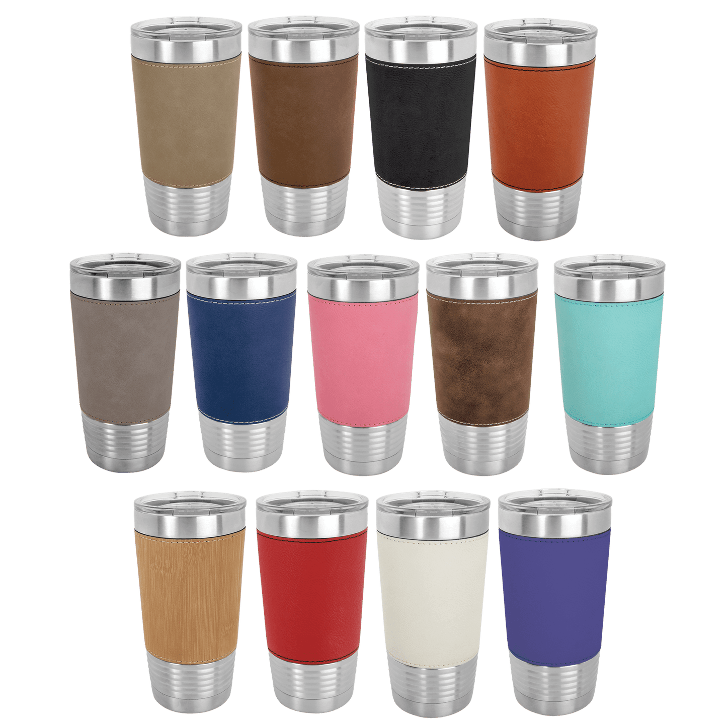 Personalized 20 oz. Leatherette Tumbler with Clear Lid