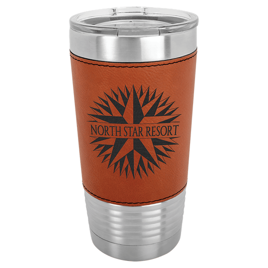 Personalized 20 oz. Leatherette Tumbler with Clear Lid