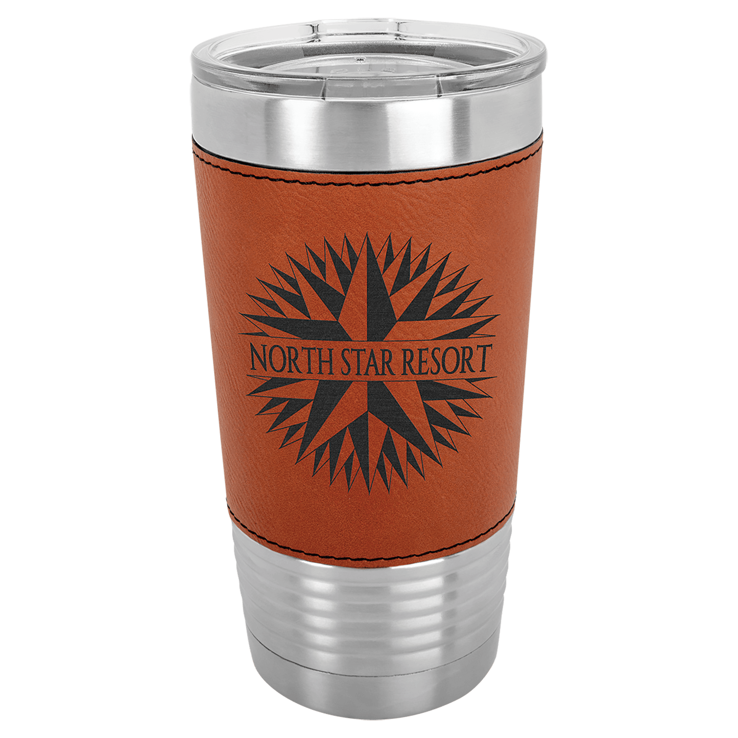 Personalized 20 oz. Leatherette Tumbler with Clear Lid