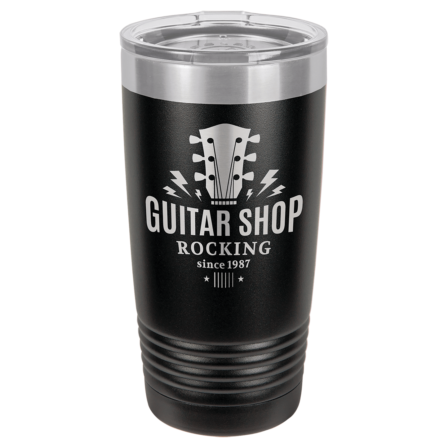 Personalized 20 oz. Vacuum Insulated Ringneck Tumbler with Silver Ring and Clear Lid