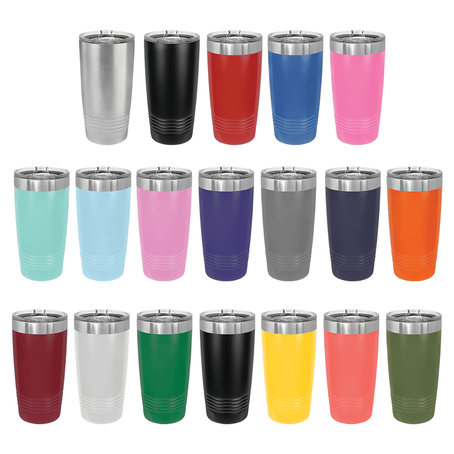 Personalized 20 oz. Vacuum Insulated Ringneck Tumbler with Silver Ring and Clear Lid