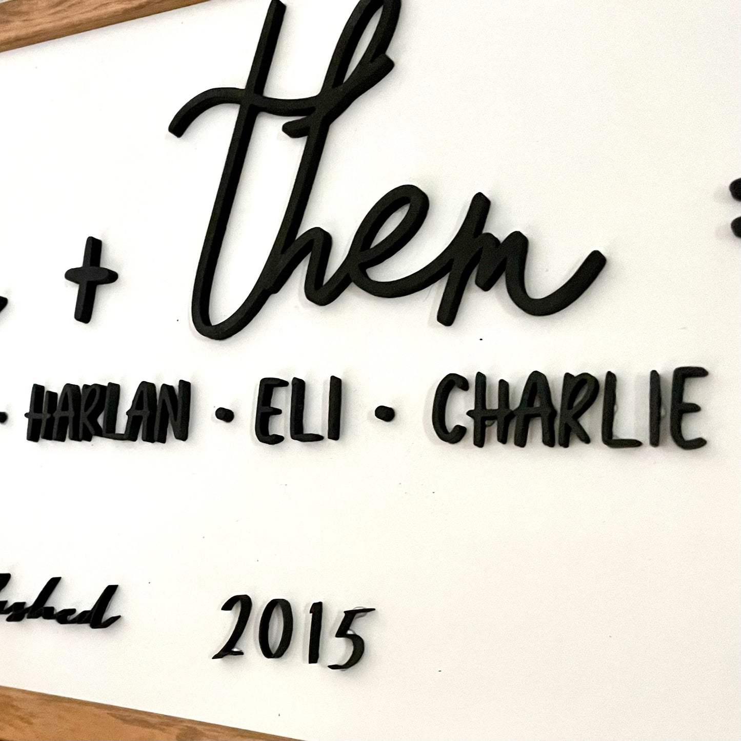 Custom Wood Family Sign "You + Me + Them = Us"