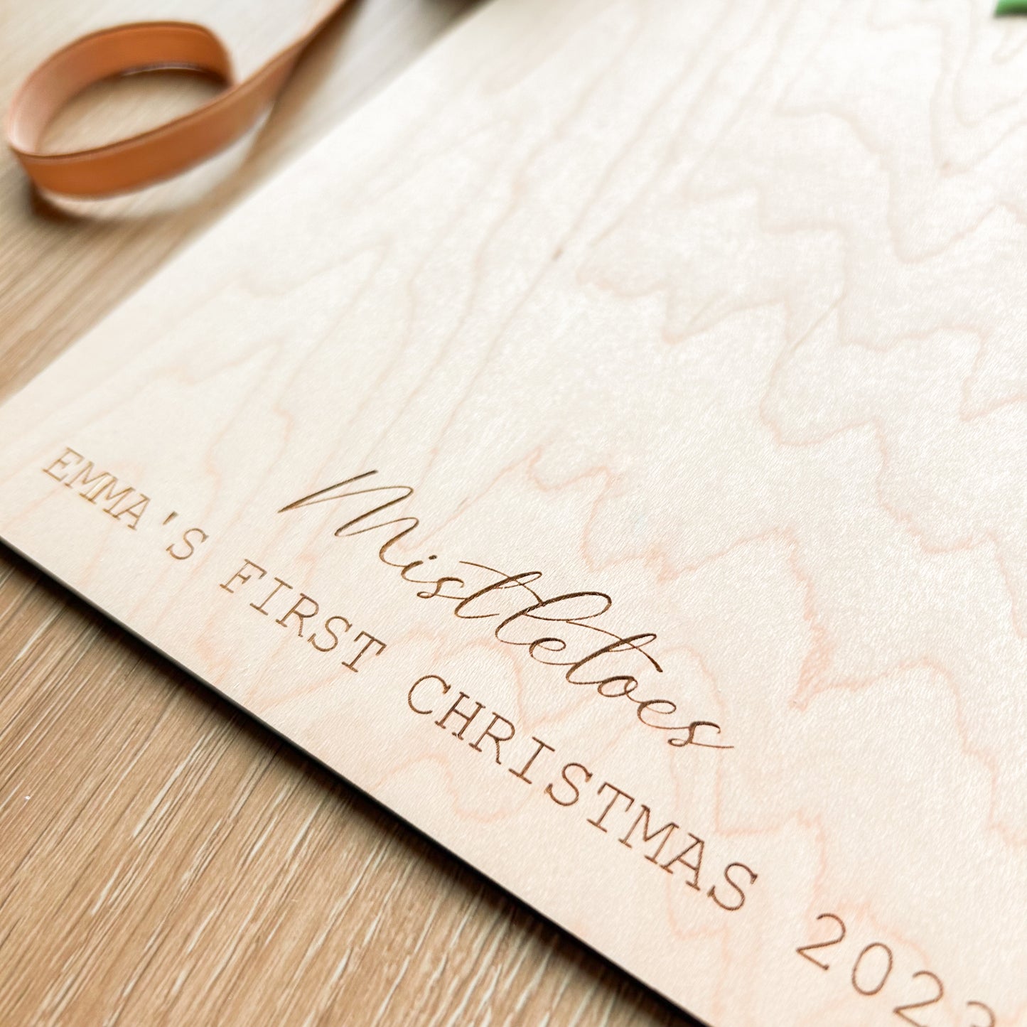 Baby’s First Christmas Footprints Mistletoes Wooden Canvas