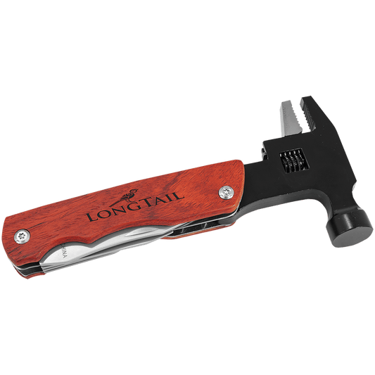 Personalized 6 3/4" Hammer Multi-Tool with Wood Handle/Pouch