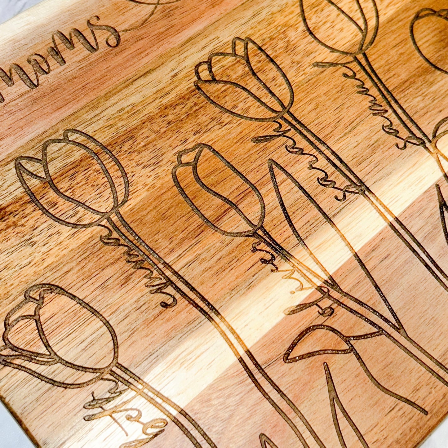 "Mom's Garden" Custom Engraved Wood Serving Board